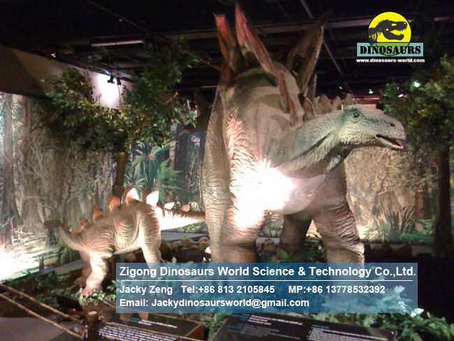 Jurassic park model Large electric dinosaur stegosaurus with babies DWD1444 